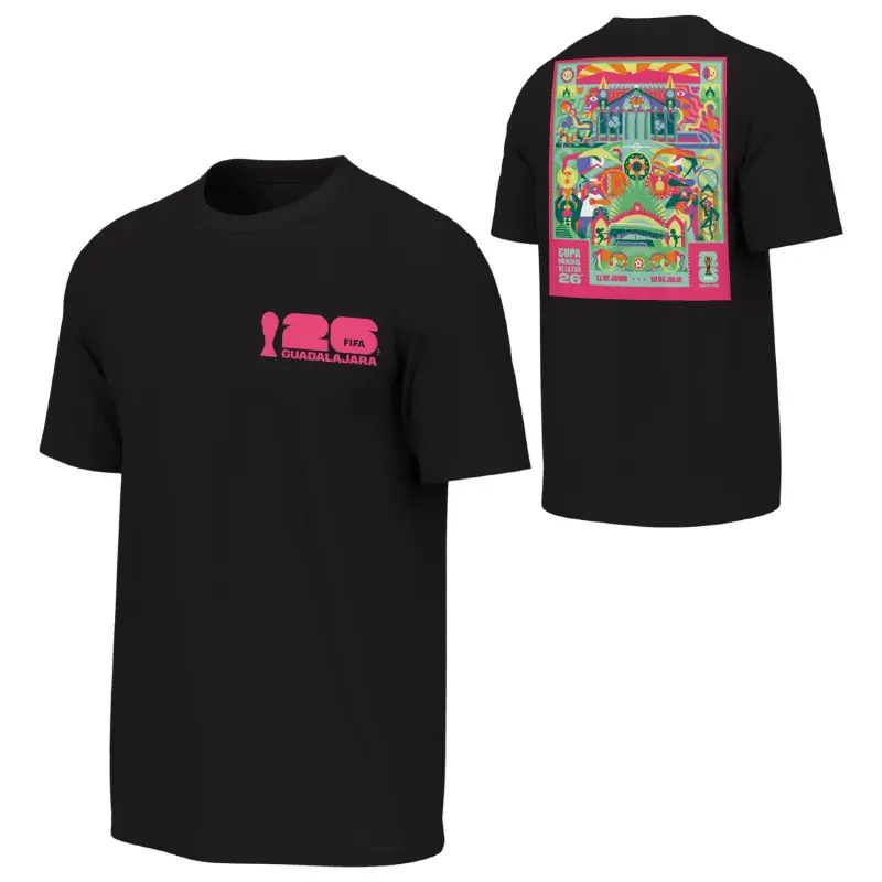 Mexico Worldcup Jerseys 2026 World Cup Guadalajara Poster Black T-Shirt – Unisex – Authentic Soccer Kits & Shirts