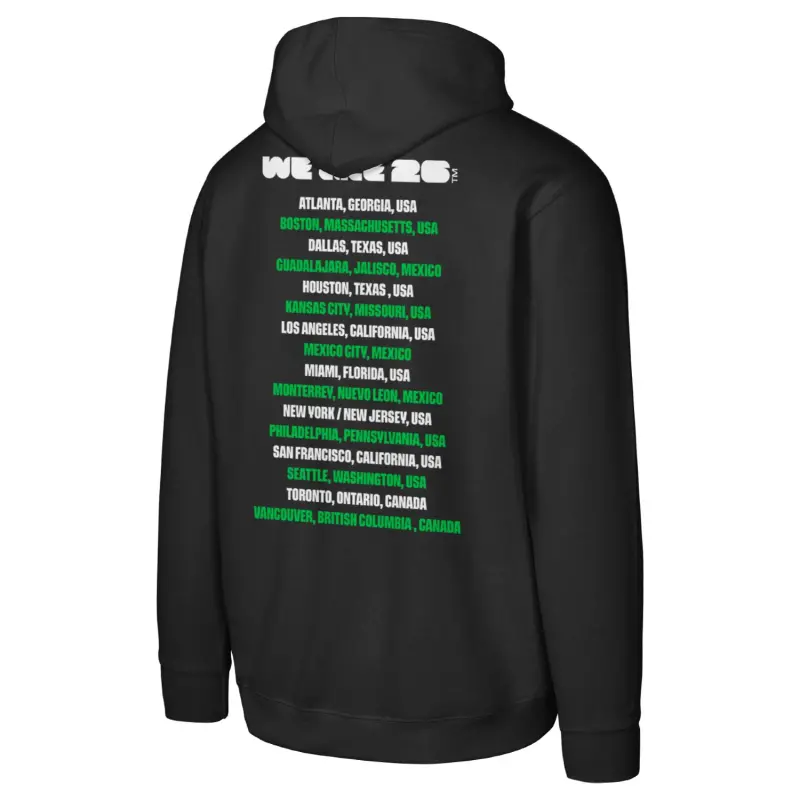 Mexico Worldcup Jerseys 2026 World Cup Host Cities Futbol Black Hoodie – Unisex – Authentic Soccer Kits & Shirts