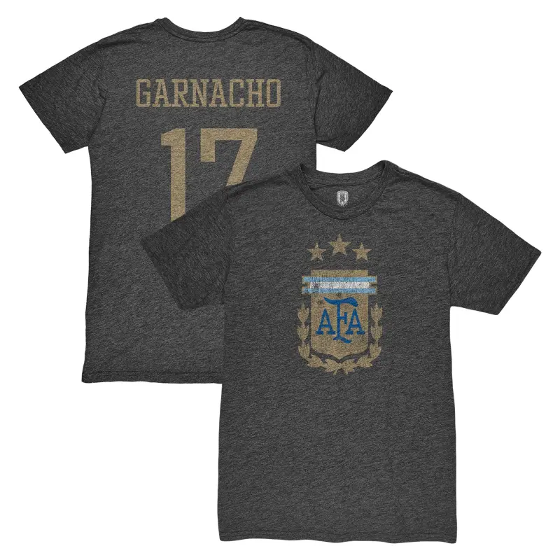Mexico Worldcup Jerseys Alejandro Garnacho Argentina National Team 1863FC Player Vintage Tri-Blend T-Shirt – Black – Authentic Soccer Kits & Shirts