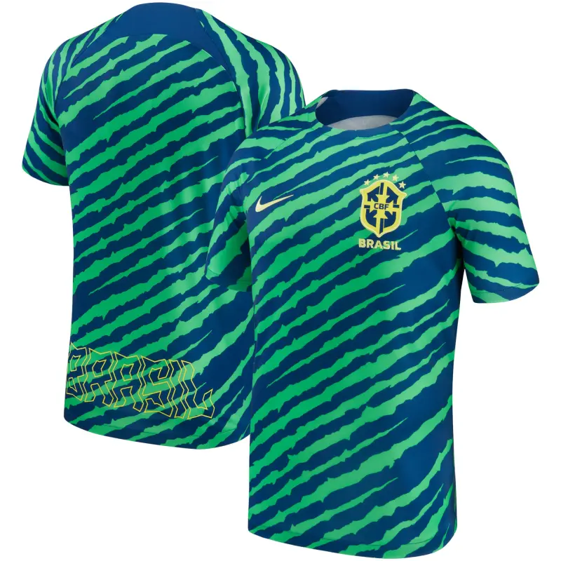 Mexico Worldcup Jerseys Brazil National Team Nike 2022/23 Pre-Match Top – Blue/Green – Authentic Soccer Kits & Shirts