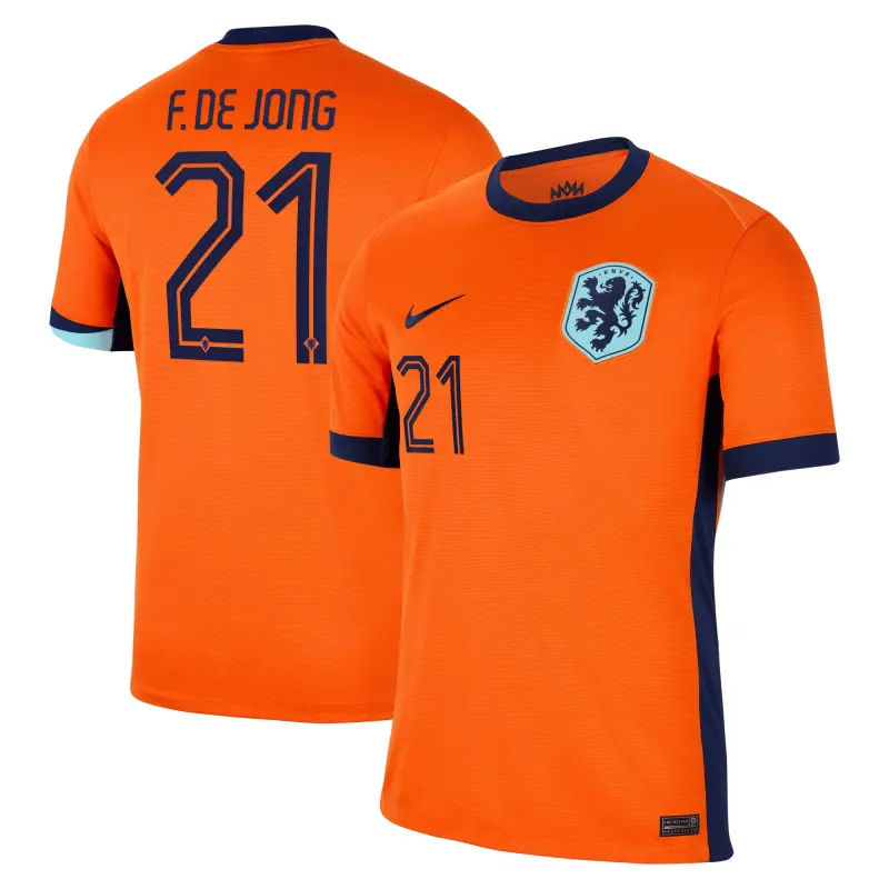 Mexico Worldcup Jerseys Frenkie de Jong Netherlands National Team Nike 2024 Home Replica Jersey – Orange – Authentic Soccer Kits & Shirts